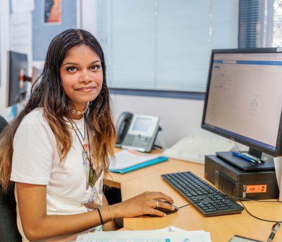 Business student at computer