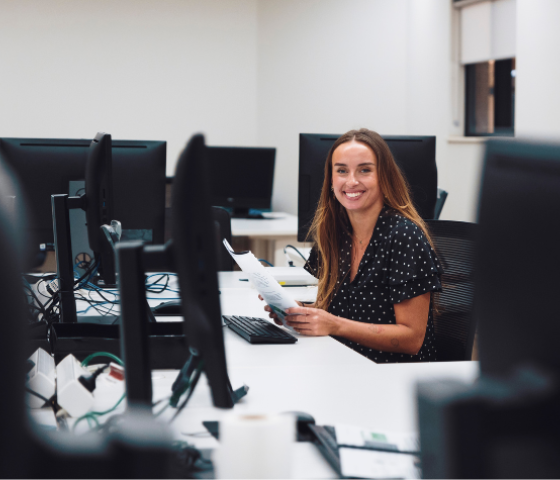 student working at computer 